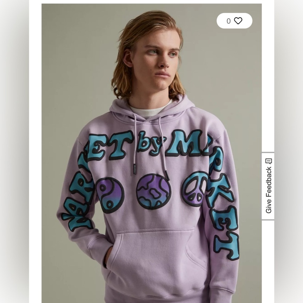 Urban Outfitters Market Lock Peace Hoodie Sweatshirt Purple Unisex Size M Cotton